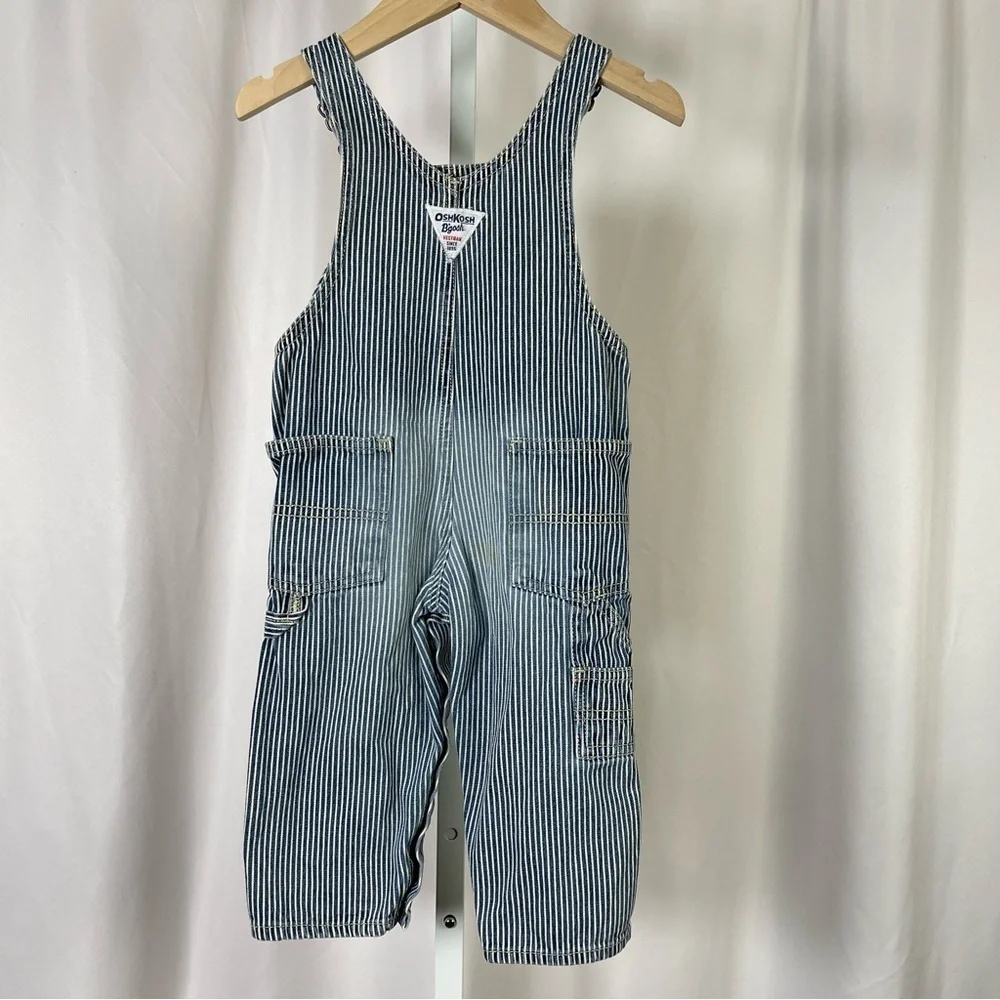 OshKosh B'gosh 18 Months Pinstripe Overalls Retro Outdoor Rugged Chore Barn